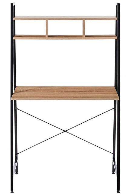Offex Home Office Black Ladder Steel Frame Desk with Wooden Bookcase