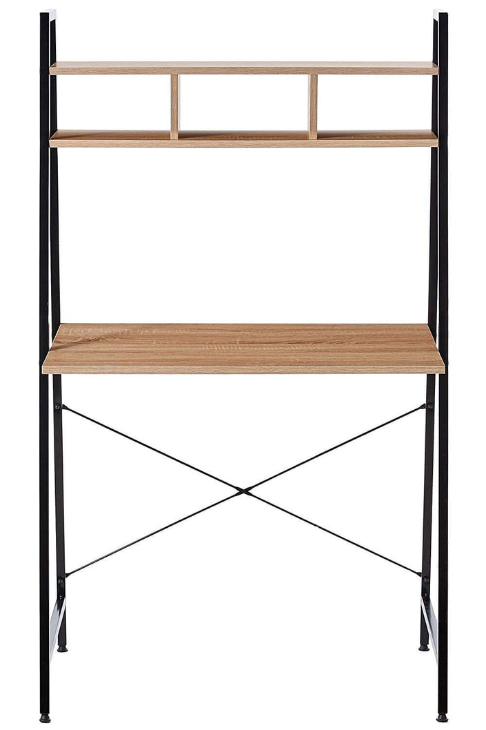 Offex Home Office Black Ladder Steel Frame Desk with Wooden Bookcase