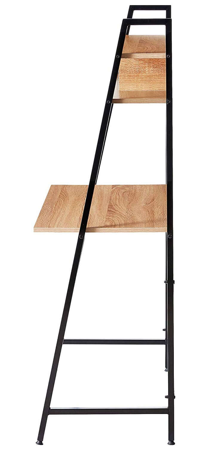 Offex Home Office Black Ladder Steel Frame Desk with Wooden Bookcase