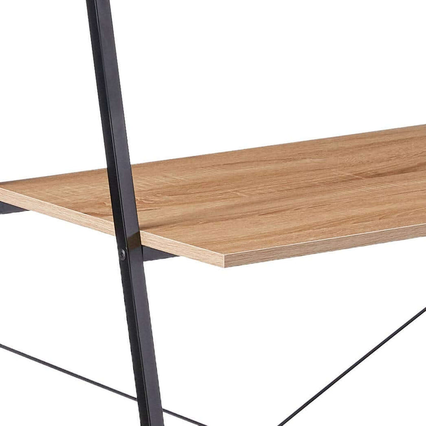 Offex Home Office Black Ladder Steel Frame Desk with Wooden Bookcase