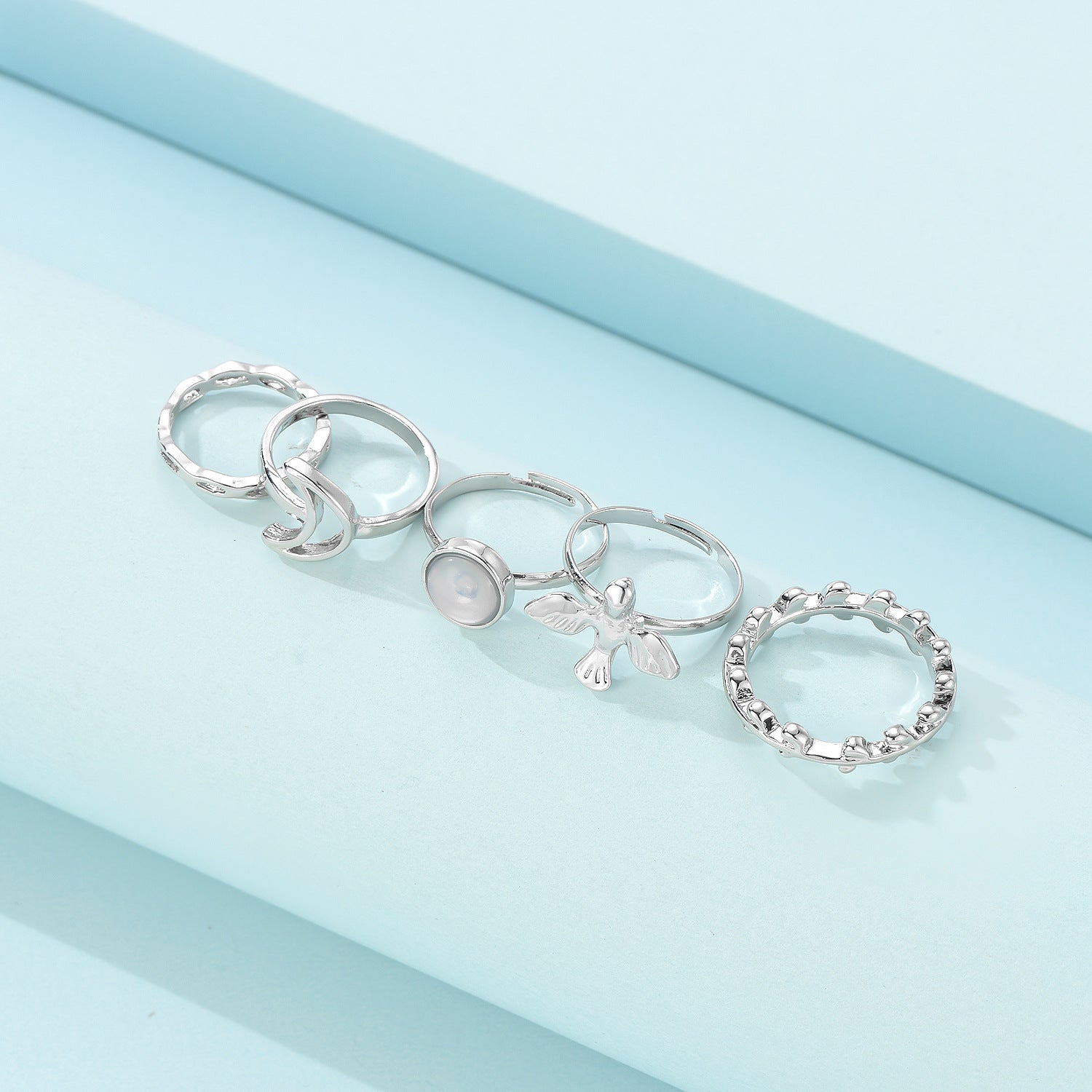 Flying Bird Shape Alloy Ring Moon 5-piece Set