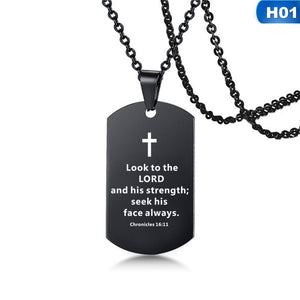 Men's Chain Round Neck Stainless Steel Bible Necklace Boy Gift