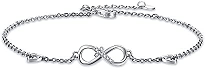 925 Sterling Silver Cubic Zirconia Infinity Cross Heart Bracelet For Women Girls Gifts