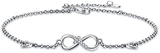 925 Sterling Silver Cubic Zirconia Infinity Cross Heart Bracelet For Women Girls Gifts