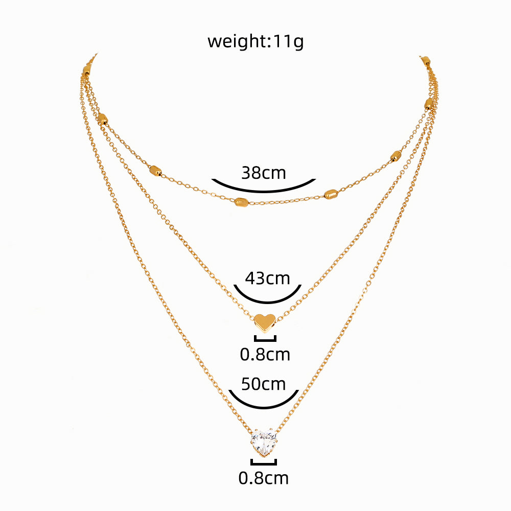 Heart Zircon Multi-layer Necklace