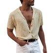 Men's Short Sleeve V Neck Buttons Cotton Clothing