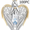 Gold Sliver Crystal Rhinestone Heart-shaped Design Angel Wings Sweater Chain Pendants Necklaces For Women Angle Girl Gift