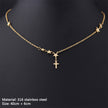 Cross Bead Necklace Clavicle Chain Gold