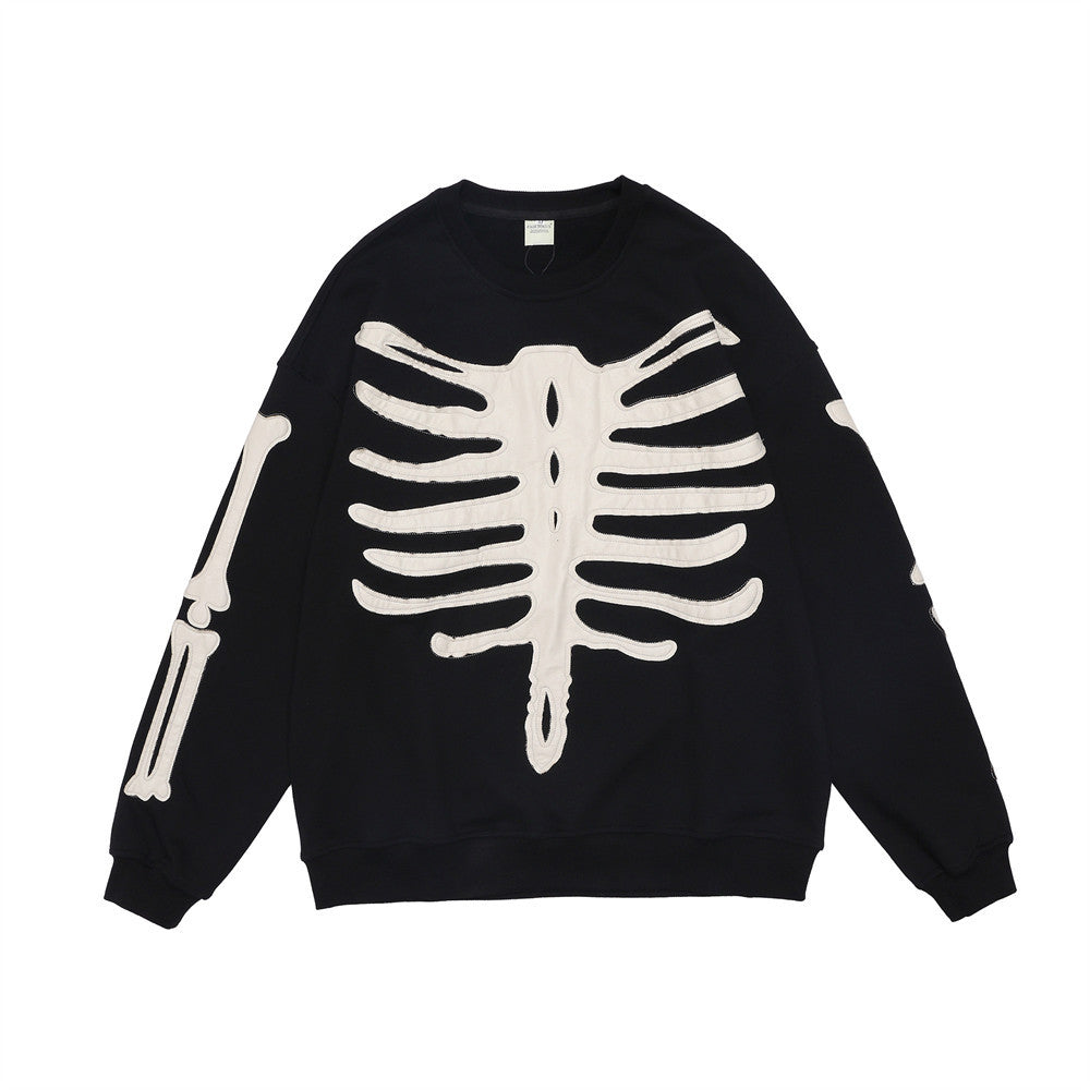 Skeleton Patch Embroidery Hoodless Sweatshirt