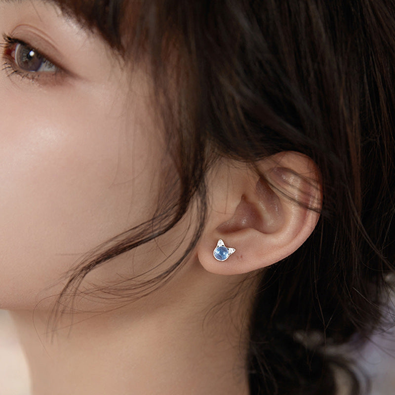 Aqua Blue Cat Small Earrings