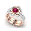 Exquisite Rose Gold Flower Ring Anniversary Proposal Jewelry Women Engagement Wedding Band Ring Set