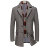 Thick Men Wool Jackets Scarf Detachable Collar Fit Men Overcoats