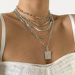 Fashion Copper Chain Micro Inlaid Rhinestone Set Necklace
