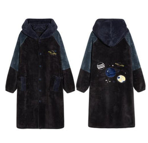 Autumn And Winter Flannel Winter Thickened Plus Velvet Nightgown Men