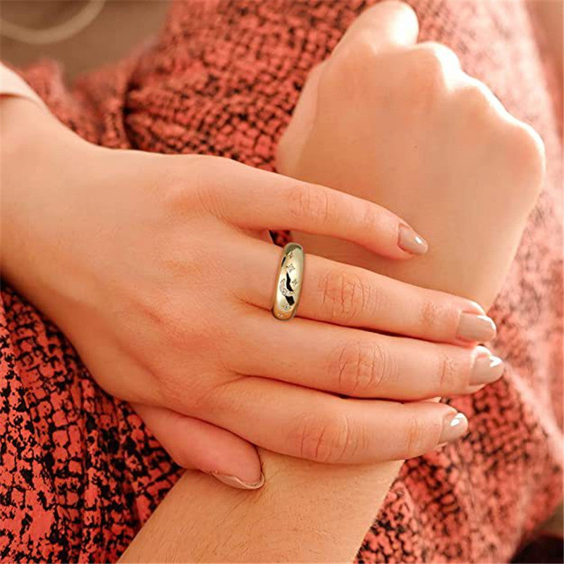 Geometric Pattern Copper Plated Real Gold All-match Ring