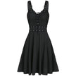 Women's Fashion Punk Style Sleeveless Straps Loose Big Hem Halter Dress