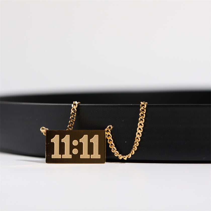 Simple Titanium Steel Square Digital Clavicle Chain