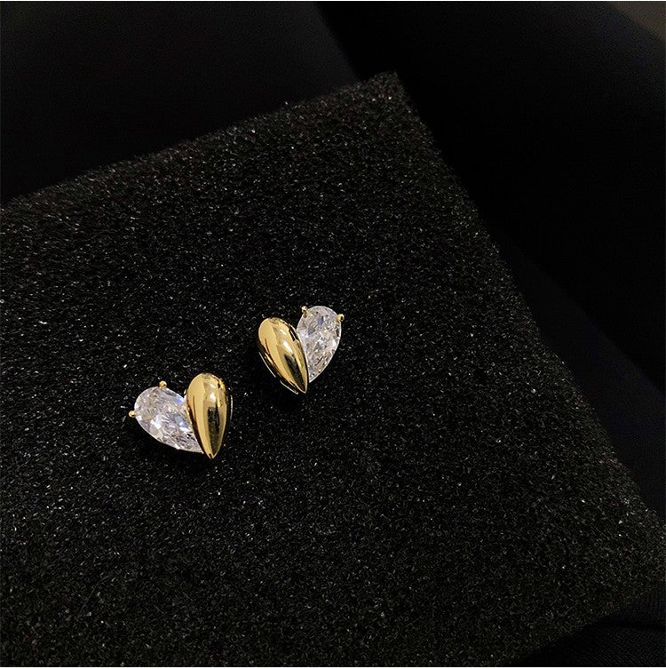 Sterling Silver Love Earrings Niche Design French Asymmetrical Earrings
