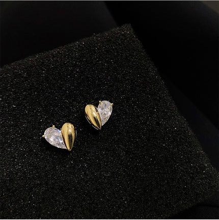 Sterling Silver Love Earrings Niche Design French Asymmetrical Earrings