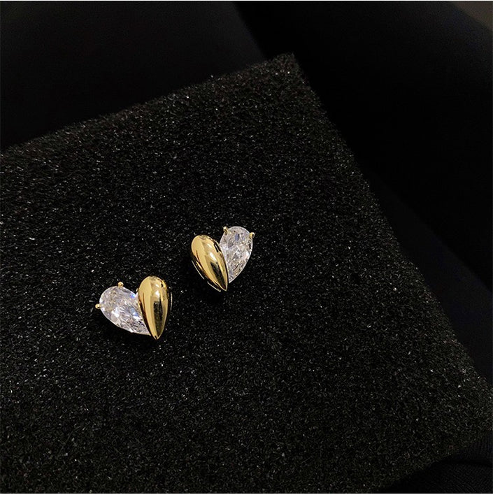 Sterling Silver Love Earrings Niche Design French Asymmetrical Earrings
