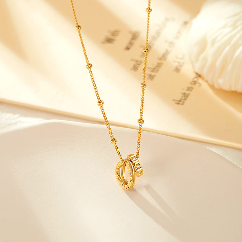 Gold Three-ring Necklace For Your Girlfriend's