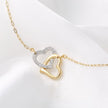Elegant Romantic Temperament Double Heart Design Clavicle Chain Diamond Love Heart