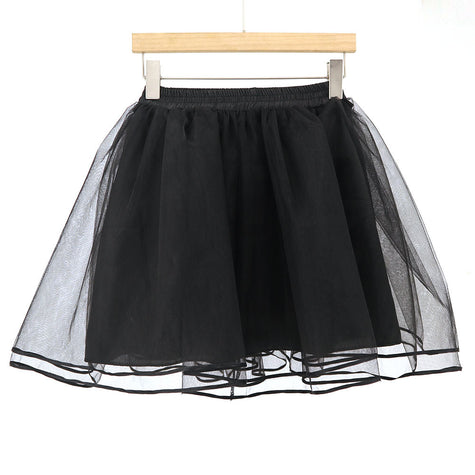 Fashion Women's High Waist Stitching Black Mesh Skirt