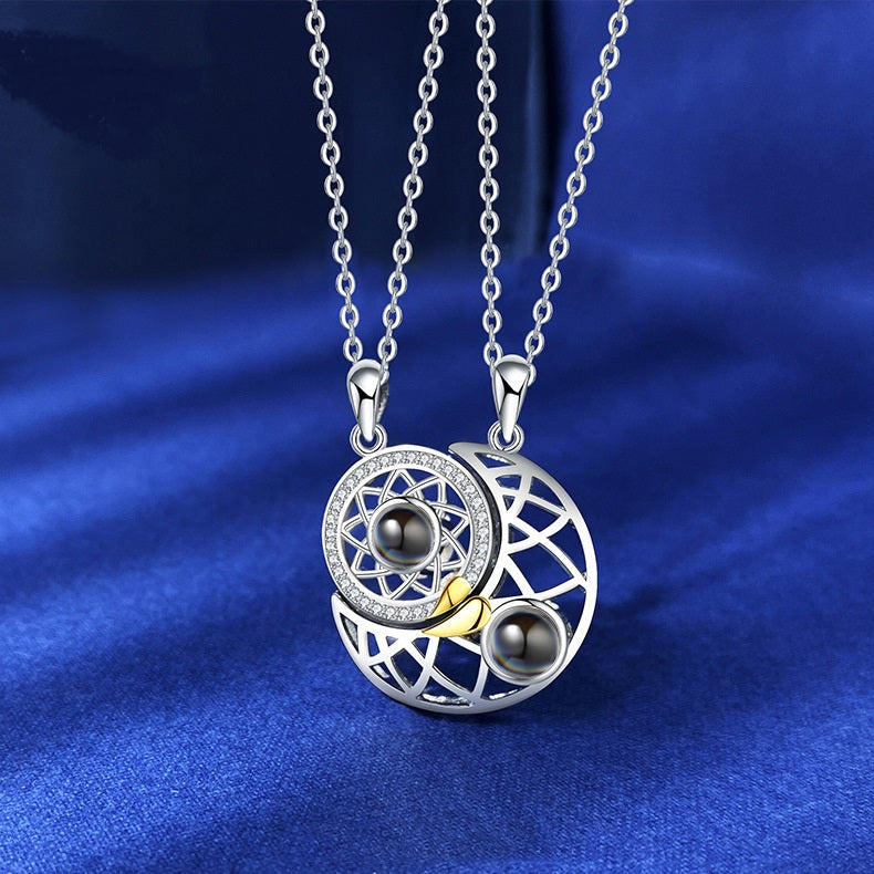Couple Projection Necklace Sun Moon Customization