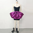 Design Horn Purple Big Bow Strapless Dress Drawstring Tied Dress