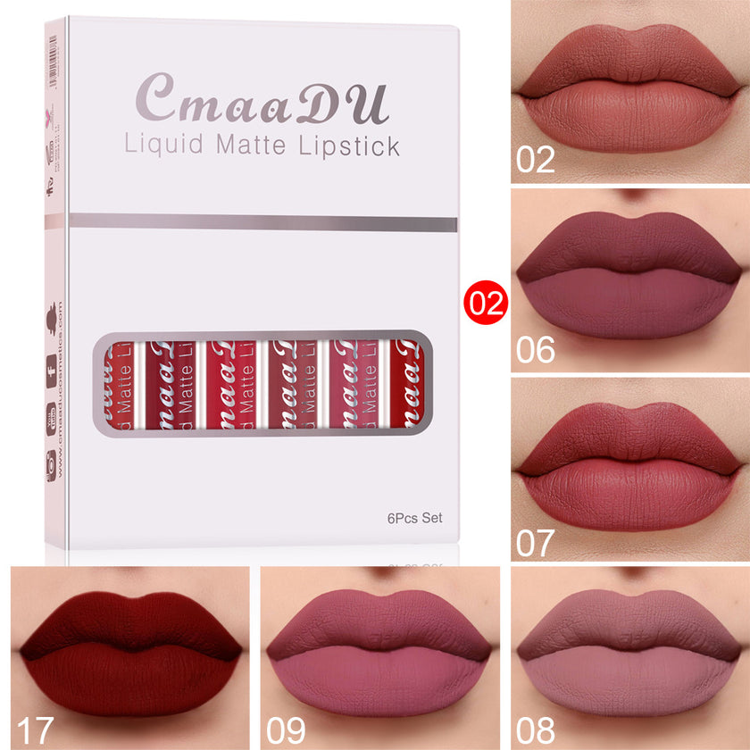 6 Boxes Of Matte Cup Waterproof Lipstick