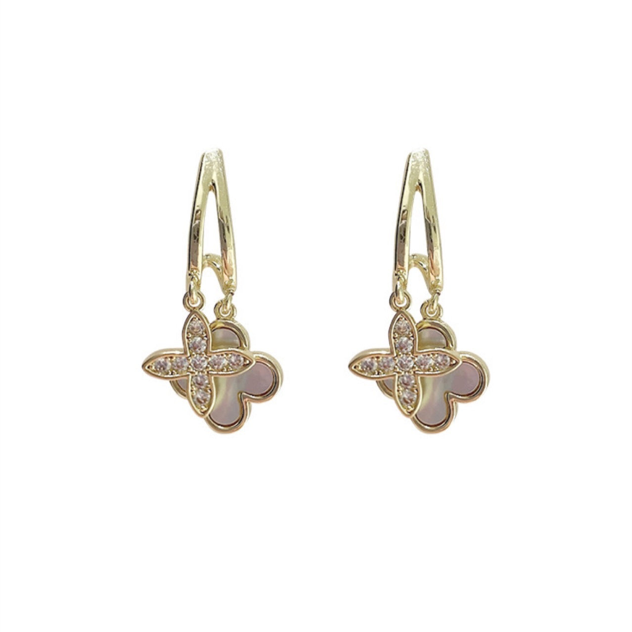 Double Layer Mother-of-pearl Flower Earrings Female Temperament