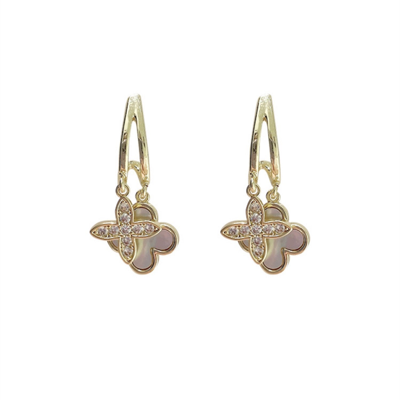 Double Layer Mother-of-pearl Flower Earrings Female Temperament