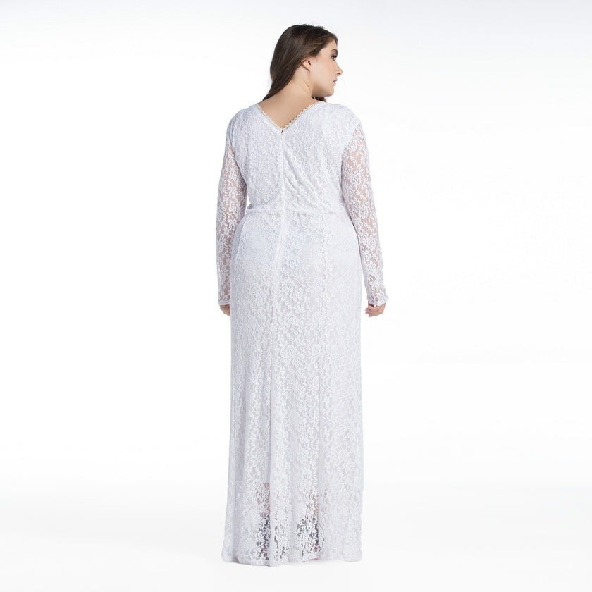 Long Sleeve Hollowed Out Lace Dress