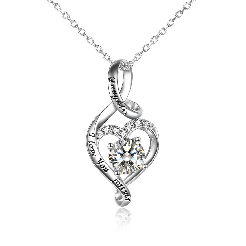 Sterling Silver Daughter I love you Forever Heart Necklace Jewelry