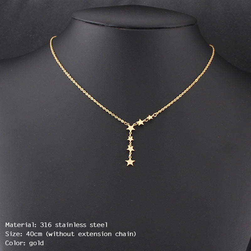 Cross Bead Necklace Clavicle Chain Gold