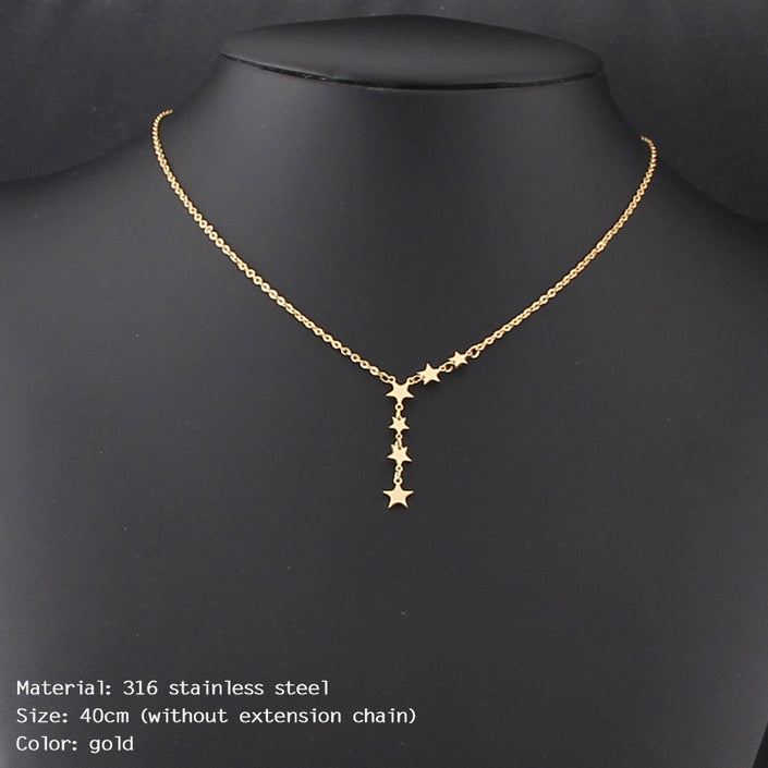 Cross Bead Necklace Clavicle Chain Gold
