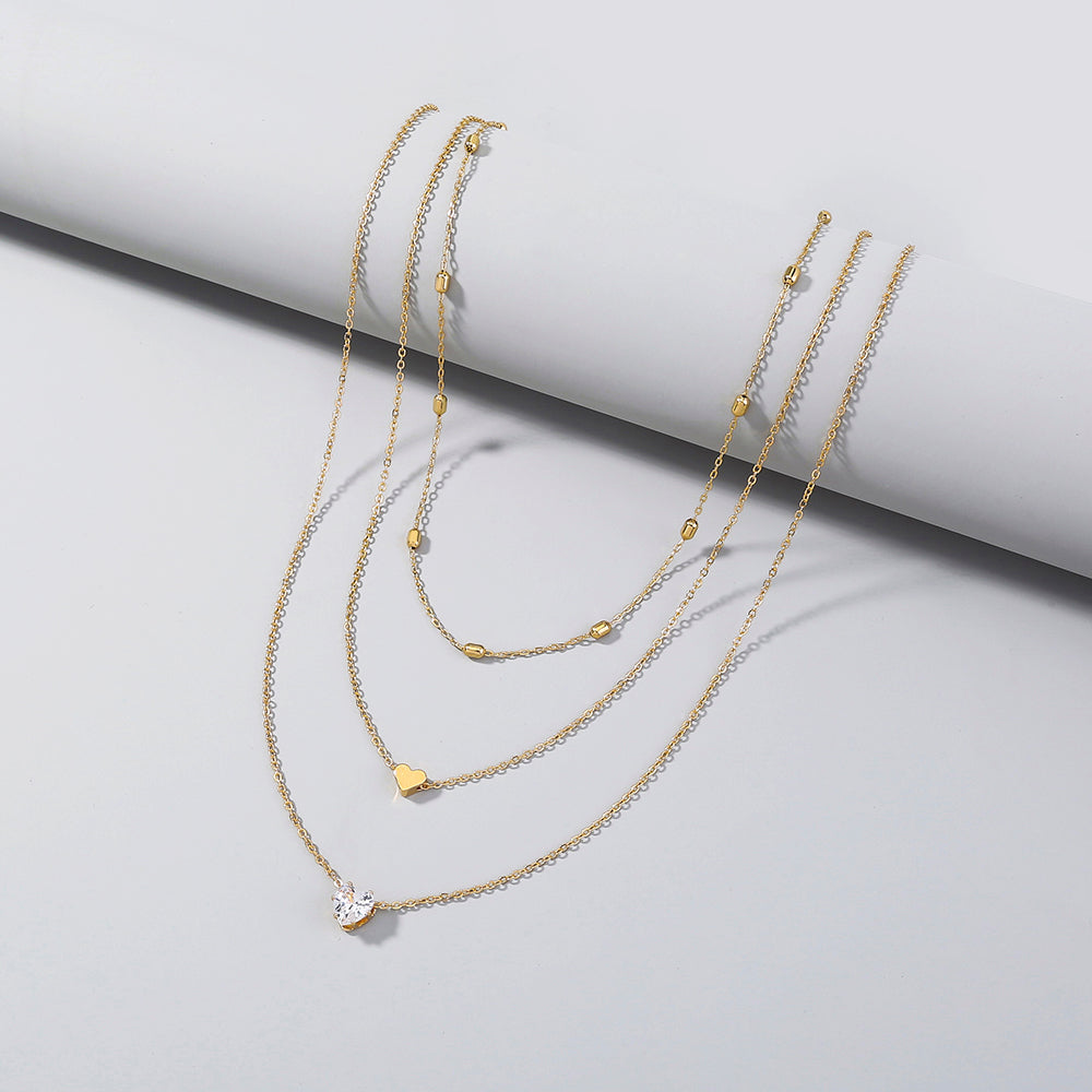 Heart Zircon Multi-layer Necklace