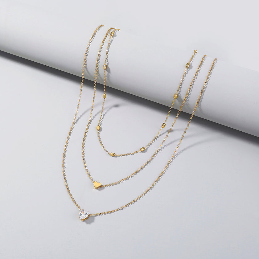 Heart Zircon Multi-layer Necklace