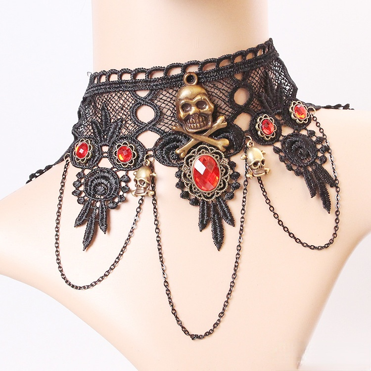 Alpscommerce  Necklace Lace Choker Necklace For Women Nightmare Before Christmas Black Layered Necklace