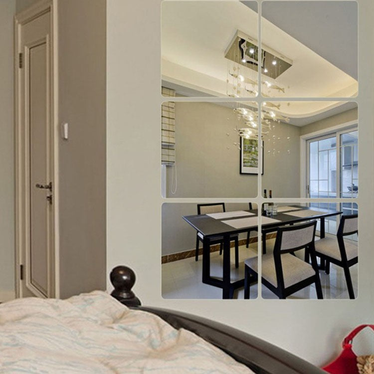 Square Rounded Corner Mirror Home Background Wall Sticker