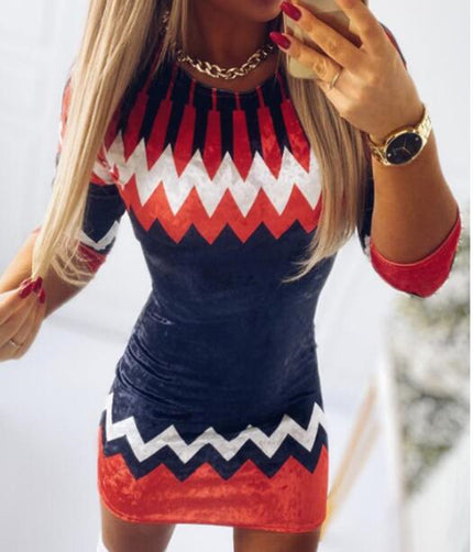 Elements Digital Positioning Printed Long Sleeve Slim Dress