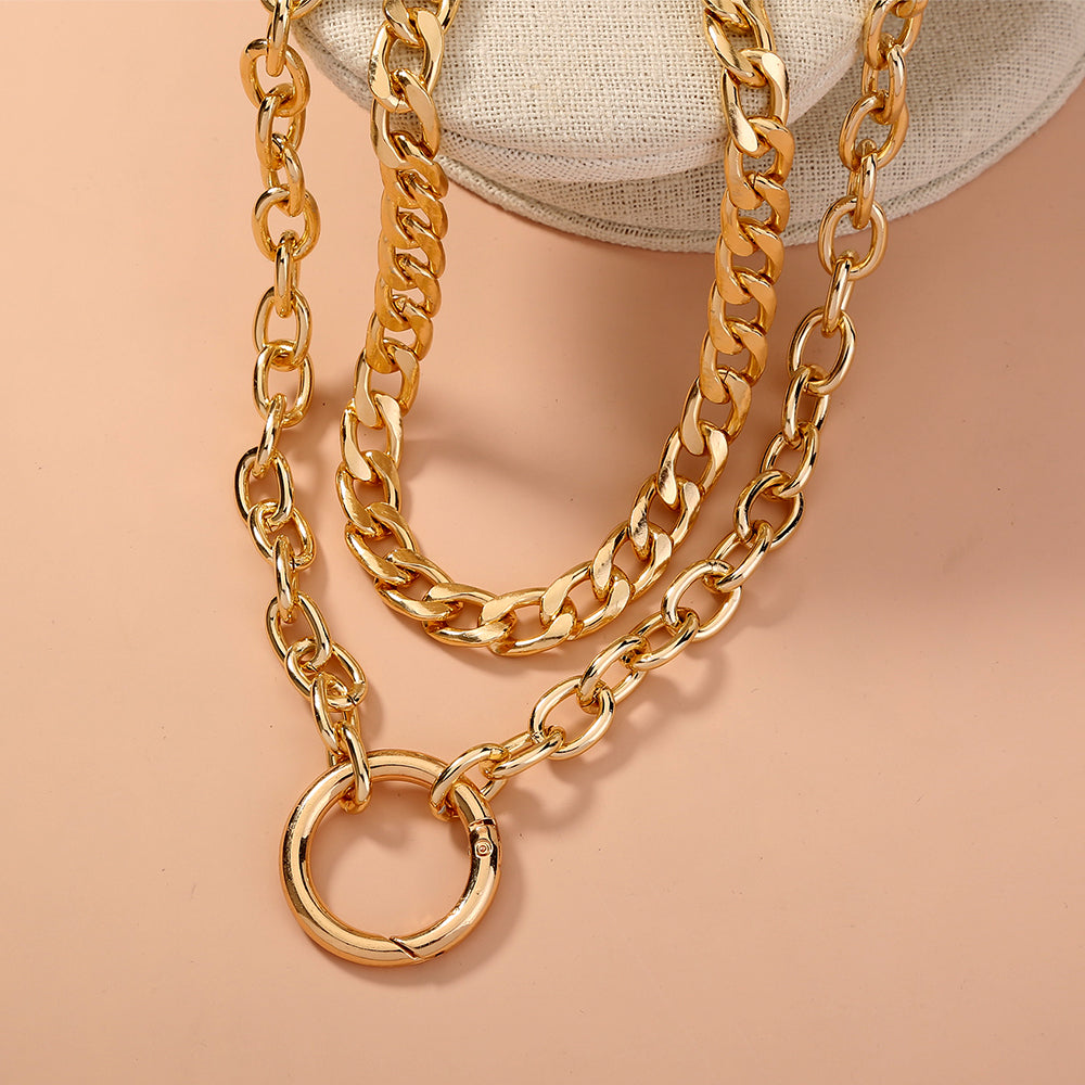 Exaggerated Round Aluminum Chain Multi-layer Necklace