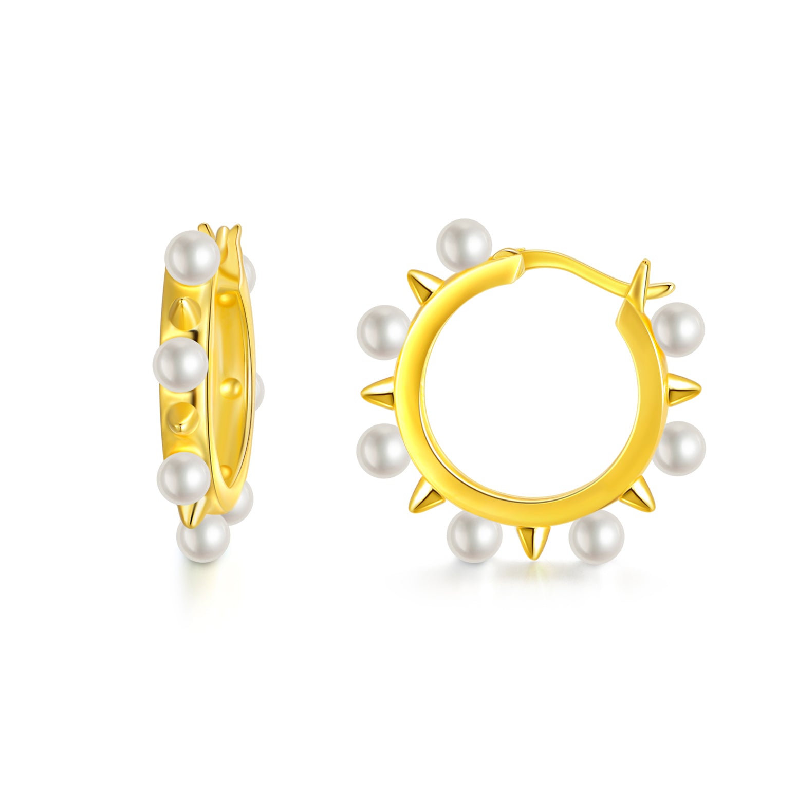 925 Sterling Silver Rivet Hoop Earrings for Women Girls Freshwater Cultured Pearl Hoop Earrings Dainty Jewelry