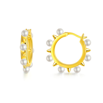 925 Sterling Silver Rivet Hoop Earrings for Women Girls Freshwater Cultured Pearl Hoop Earrings Dainty Jewelry