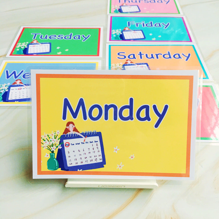 English Card Waterproof Flash Card Sunday Kindergarten Classroom Decoration Teacher's Teaching Aids Word Card