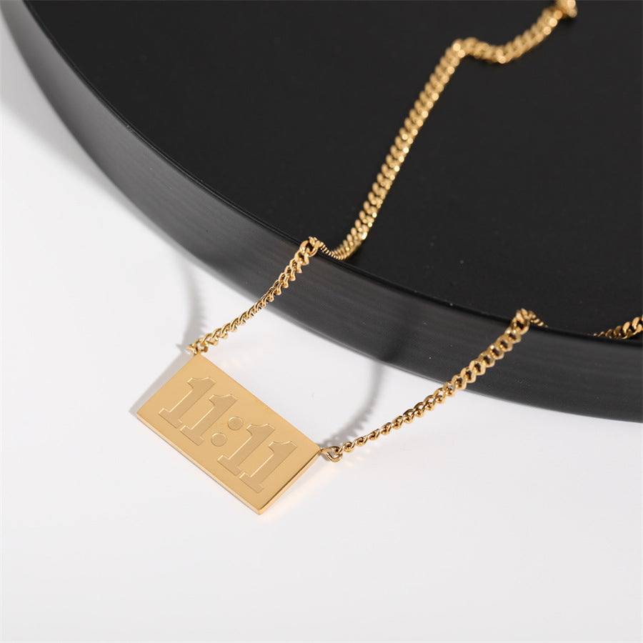 Simple Titanium Steel Square Digital Clavicle Chain