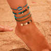 Bohemia Style Rope Braided Rice Beads Round Shell Anklet