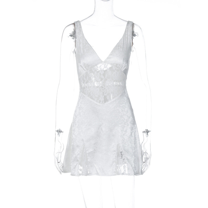 Lace V-neck Suspender Pure Wind Dress