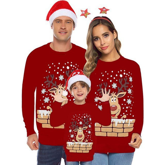 Antlers Cute Print Crew Neck Sweater