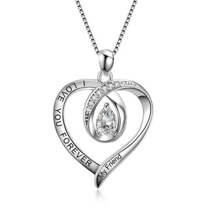 Sister Gifts Engraved I Love You Forever My Friend 925 Sterling Silver Heart Pendant Necklace